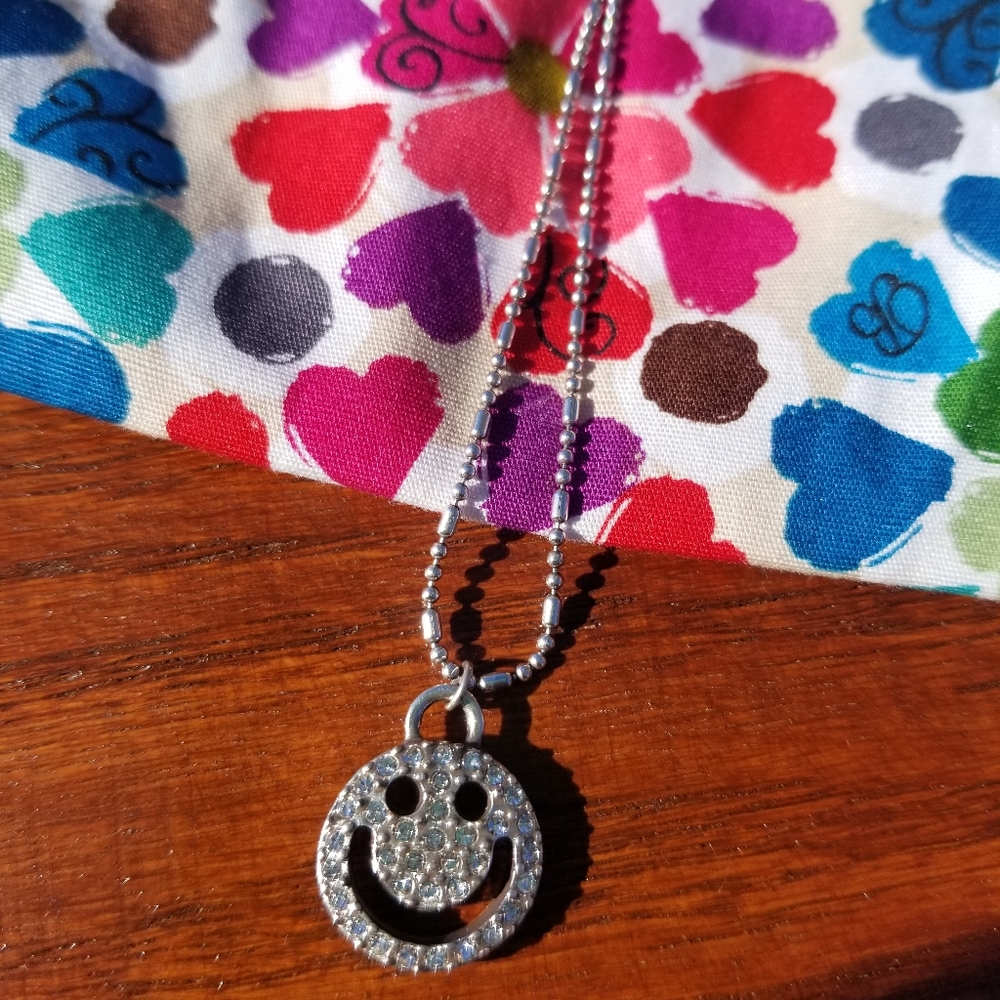Brighton Silver Crystal Smiley Necklace